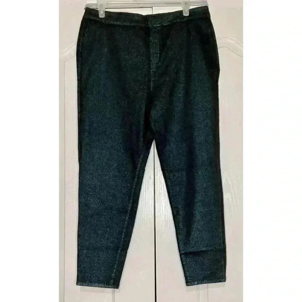 FOREVER 21 + Contemporary Black & Teal Sparkle Pants Women’s Plus Size 2X